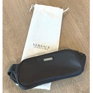 Versace Parfums Black Toiletry Bag Zip Pouch with Dust Bag New Travel  Cosmetic